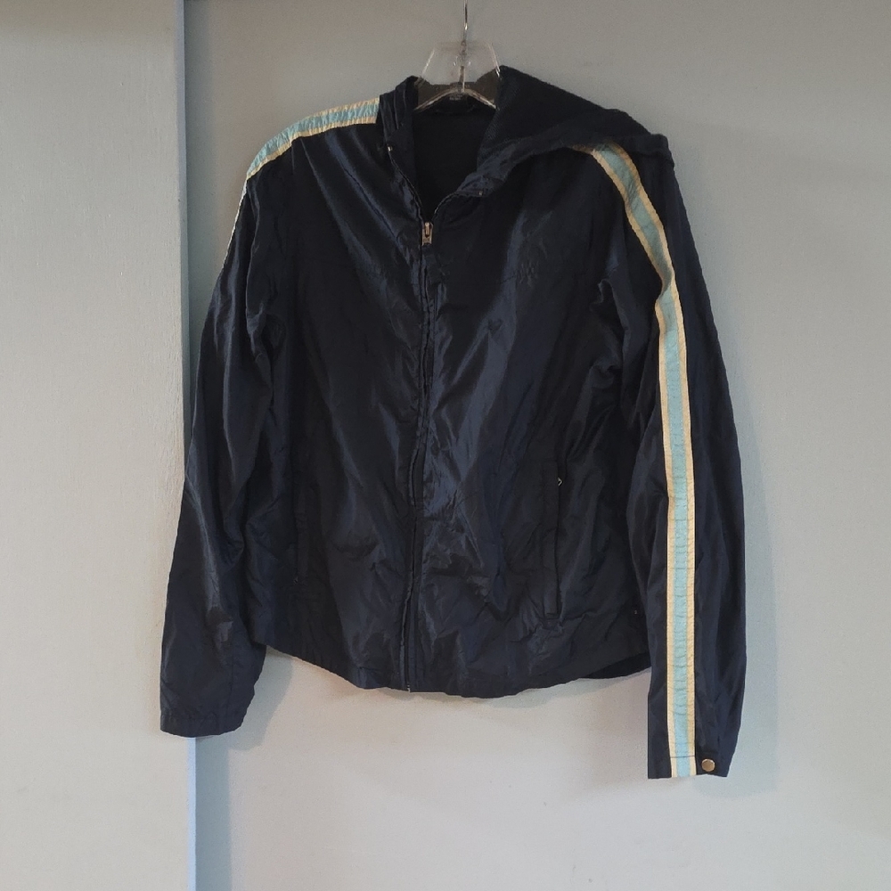 Abercrombie & Fitch Dark Blue Windbreaker with Striped Sleeve